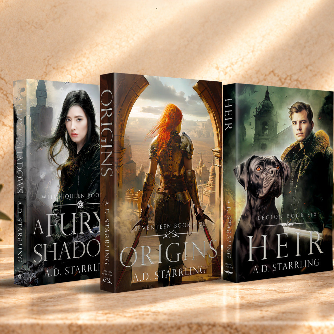 Paperback bundles: A Fury of Shadows, Origins and Heir paperbacks