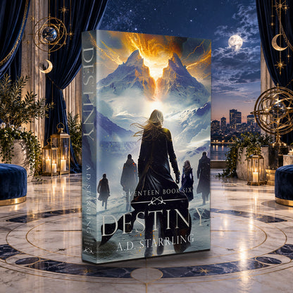 Destiny (Seventeen Book 6) Paperback by A.D. Starrling in a moonlit penthouse above the Boston skyline