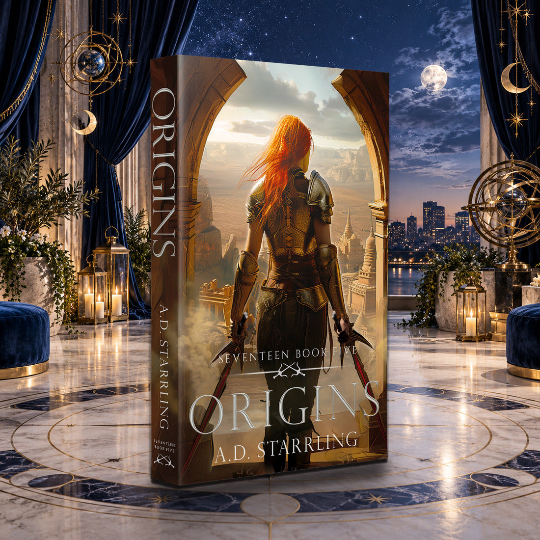 Origins (Seventeen Book 5) Paperback by A.D. Starrling in a moonlit penthouse above the Boston skyline