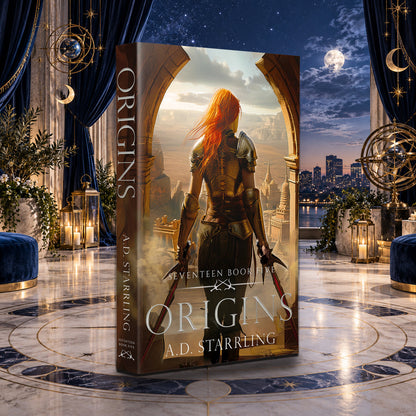 Origins (Seventeen Book 5) Paperback by A.D. Starrling in a moonlit penthouse above the Boston skyline