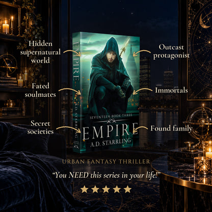 Empire Paperback tropes: Hidden supernatural world, Fated soulmates, Secret societies, Outcast protagonist, Immortals, Found family. Five-star reader review.