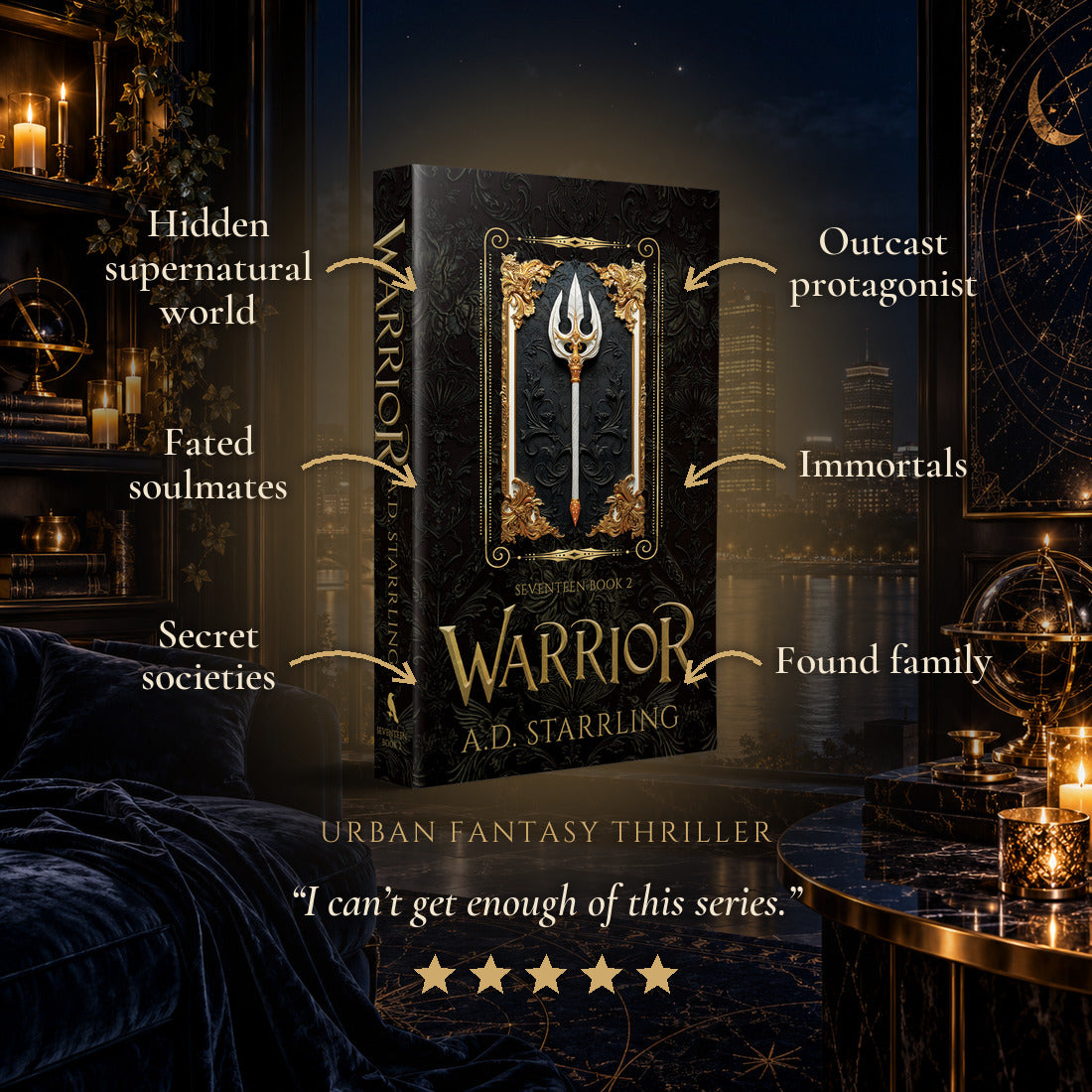 Warrior Special Edition Paperback tropes: Hidden supernatural world, Fated soulmates, Secret societies, Outcast protagonist, Immortals, Found family. Five-star reader review.