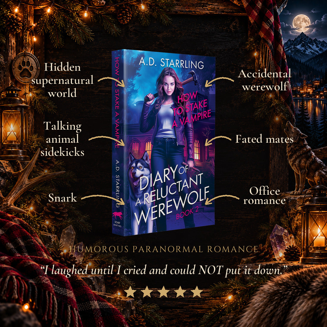 How to Stake a Vampire Paperback tropes: Hidden supernatural world, Talking animal sidekicks, Snark, Accidental werewolf, Fated mates, Office romance. Five-star reader review.