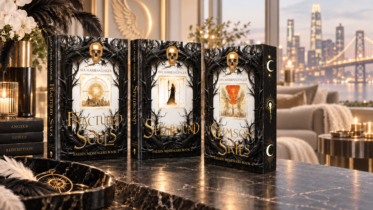 Fallen Messengers special edition books in a light modern gothic San Francisco setting