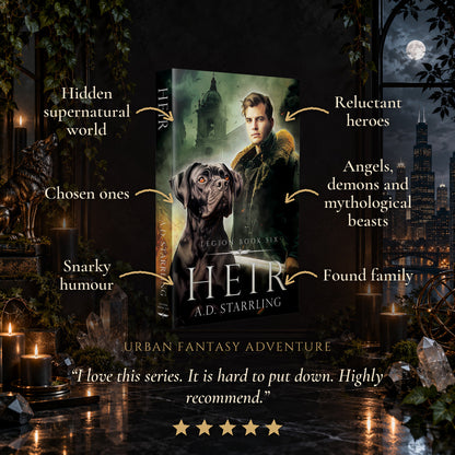 Heir Paperback tropes: Hidden supernatural world, Chosen ones, Snarky humour, Reluctant heroes, Angels, demons and mythological beasts, Found family. Five-star reader review.