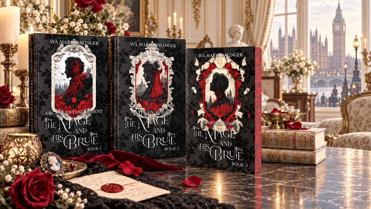 The Mage and His Brute special edition books in a light Victorian London setting
