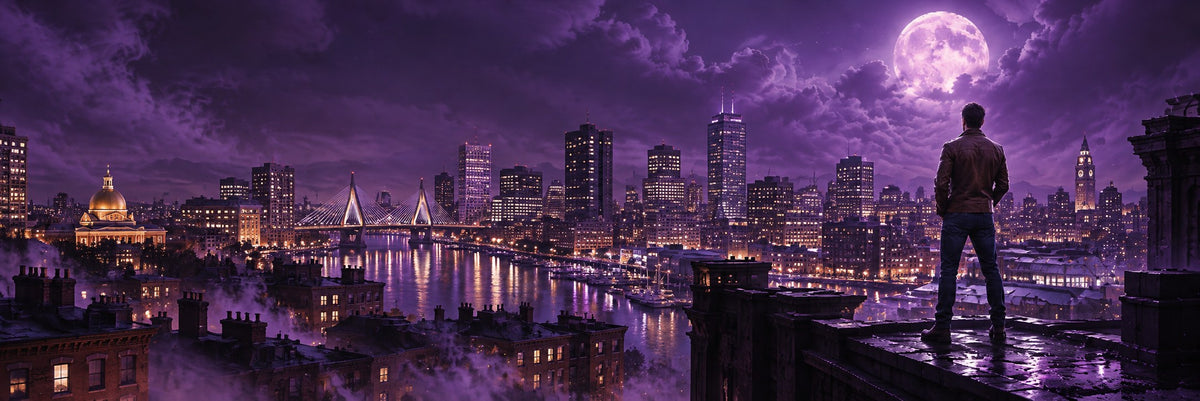 Seventeen series atmospheric Boston night skyline banner