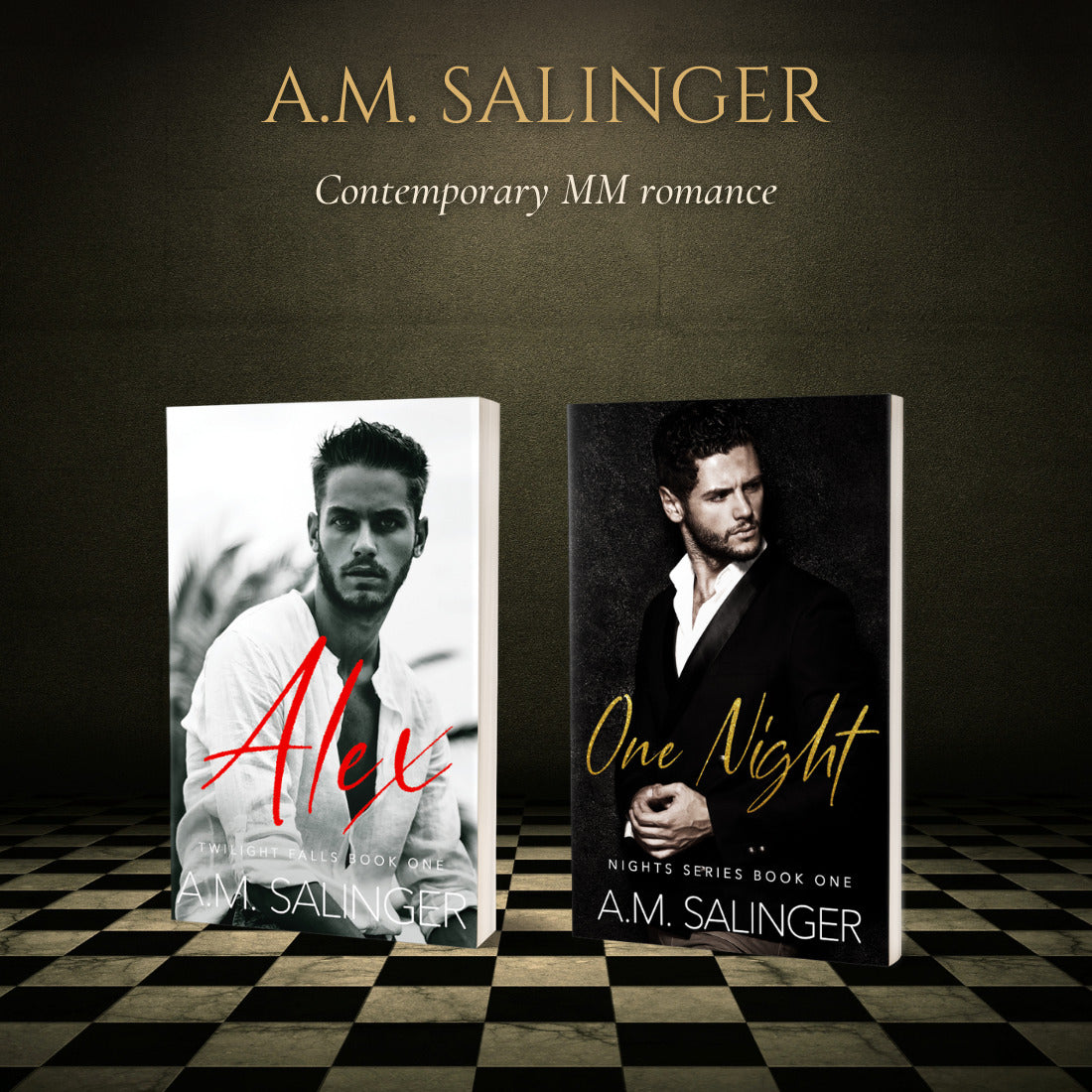 A.M. Salinger contemporary MM romance books: Alex and One Night