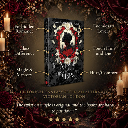 Crimson Codex Special Edition Hardback tropes: Forbidden Romance, Enemies to Lovers, Class Difference, Touch Him and Die, Magic and Mystery, Hurt/Comfort. Historical fantasy set in an alternate Victorian London. Five-star reader review: The twist on magic is original and the books are hard to put down.
