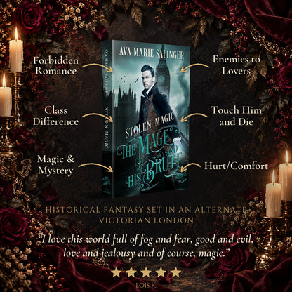Stolen Magic Paperback tropes: Forbidden Romance, Enemies to Lovers, Class Difference, Touch Him and Die, Magic and Mystery, Hurt/Comfort. Historical fantasy set in an alternate Victorian London. Five-star reader review: I love this world full of fog and fear, good and evil, love and jealousy and of course, magic.